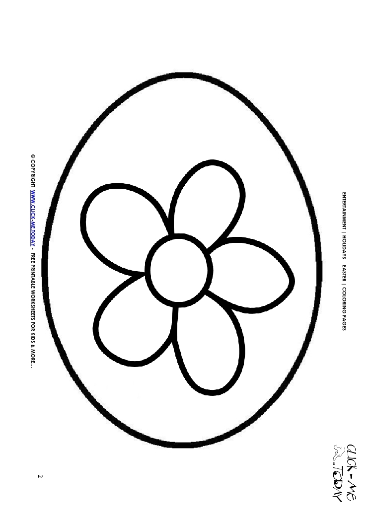 Easter Coloring Page: 2 Flower Easter Egg
